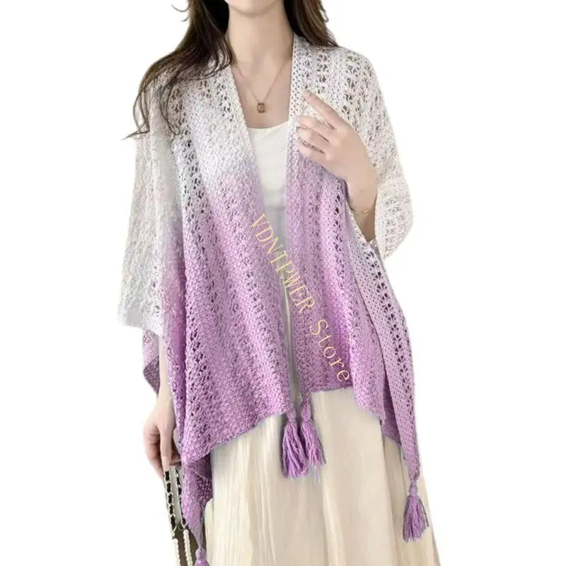 

Открытая передняя бахрона вязаная женская пляжная прикрытие Bohemian Charm D08E