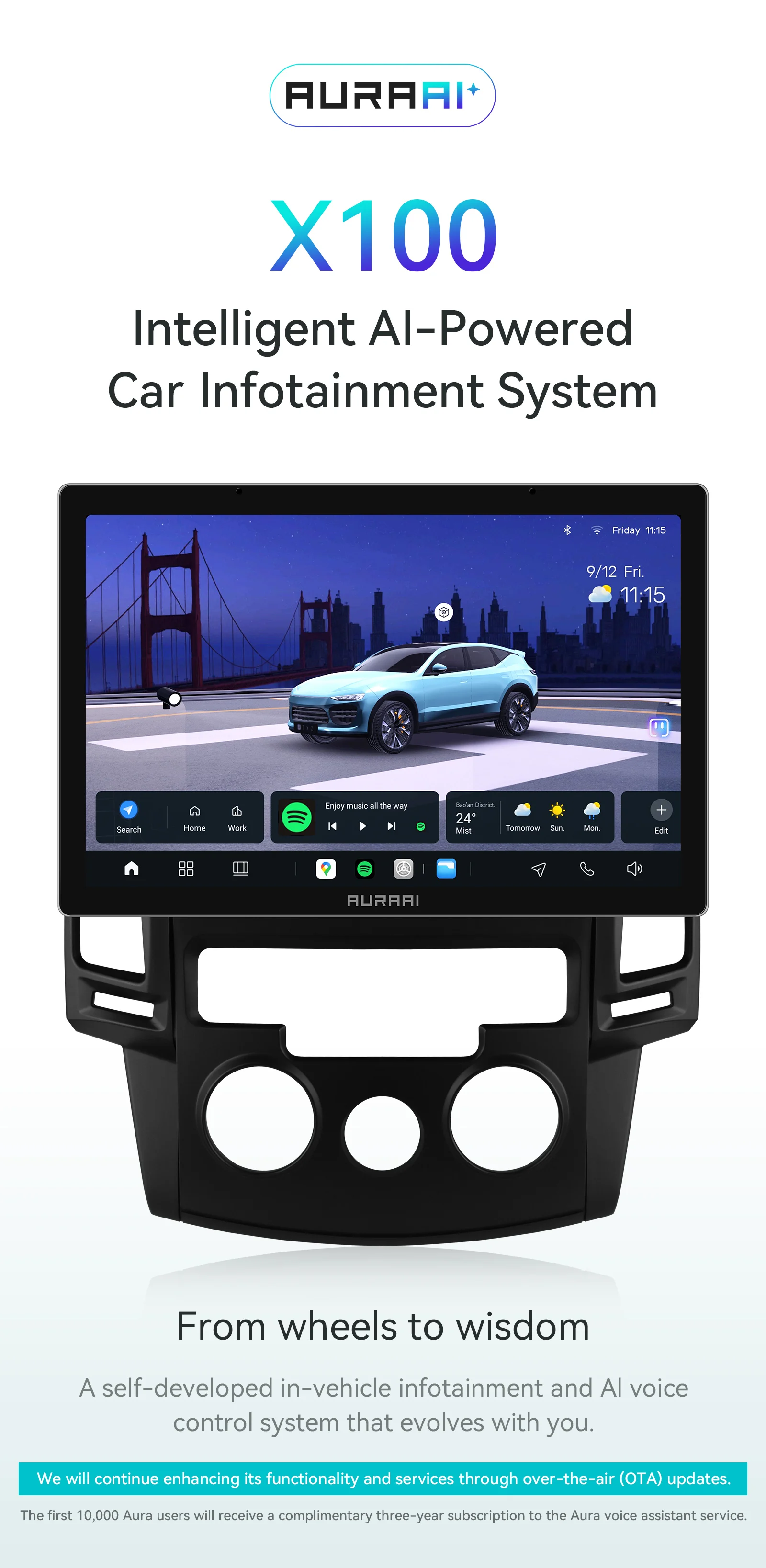 AURAAI X100 Android13 Intelligenter Autobildschirm für Hyundai I30 2006 - 2011 MT Auto CarPlay GPS DSP RDS SWC KI-Sprachsteuerung – Detail 1