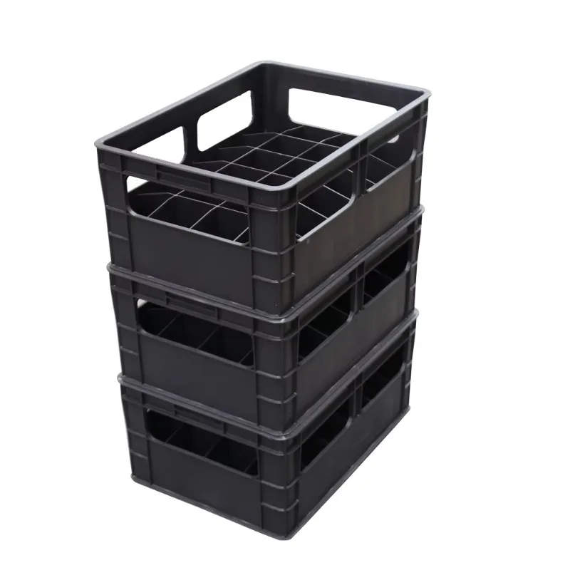 Mesh Plastic Packaging Crate Glass Wine Juice Bottle Crate with Gard Storage