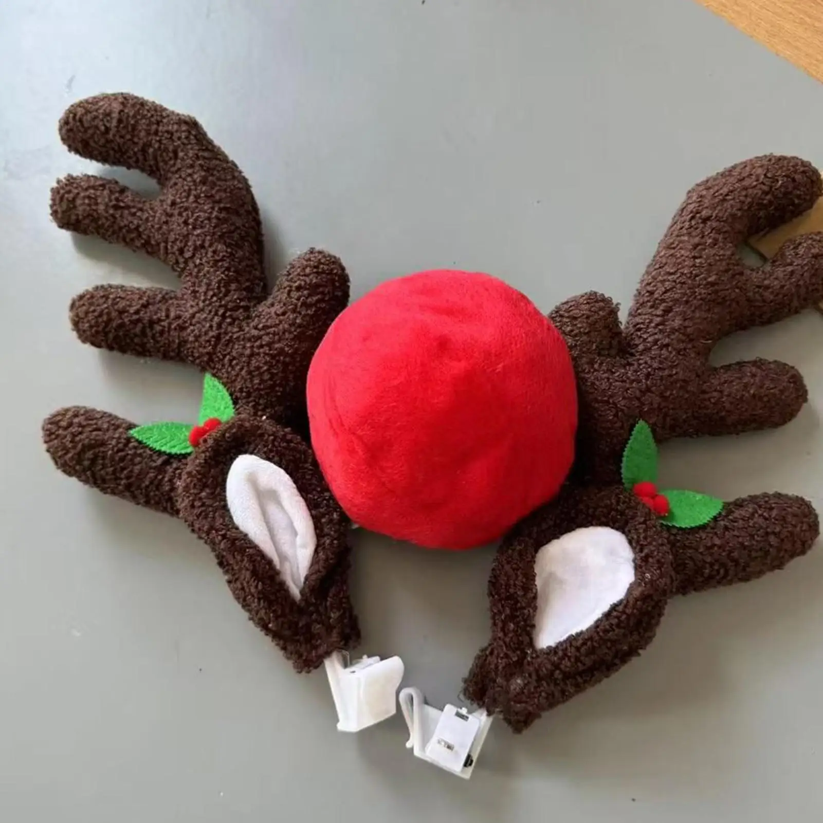 Christmas Car Reindeer Antlers with Nose LED Illuminated Antlers Ears Car Decorations for Automotive Exterior Window Roof Top