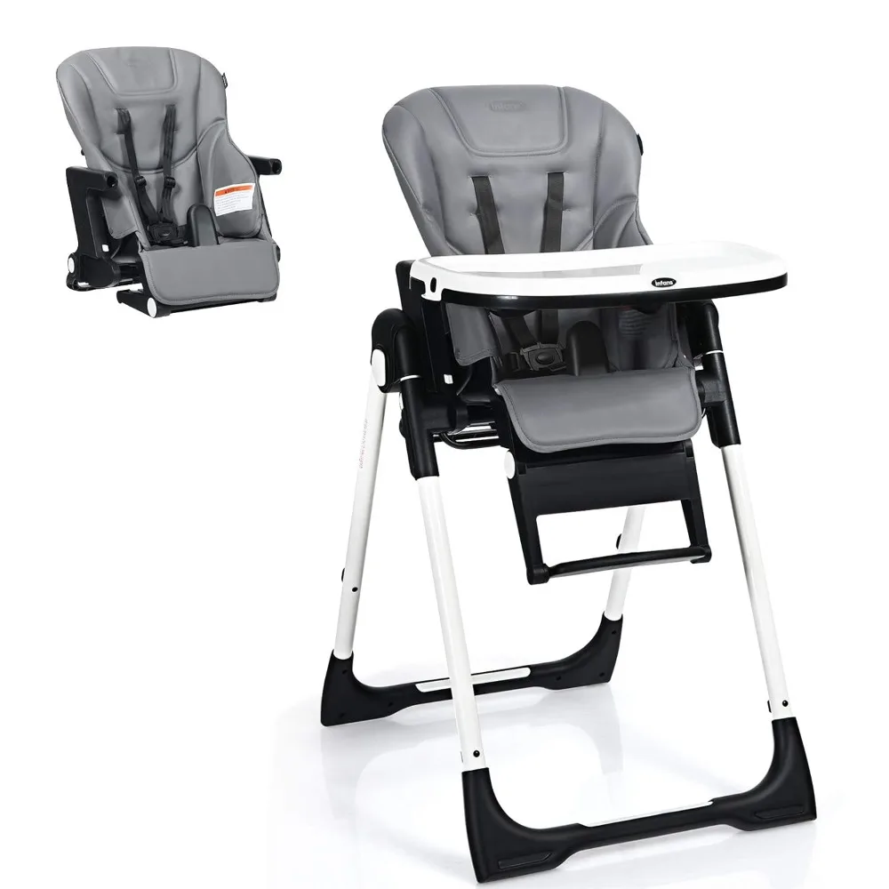 

4 in 1 High Chair–Booster Seat, Convertible Highchair w/Adjustable Height and Recline,Removable Tray,DetachableCushion, Install