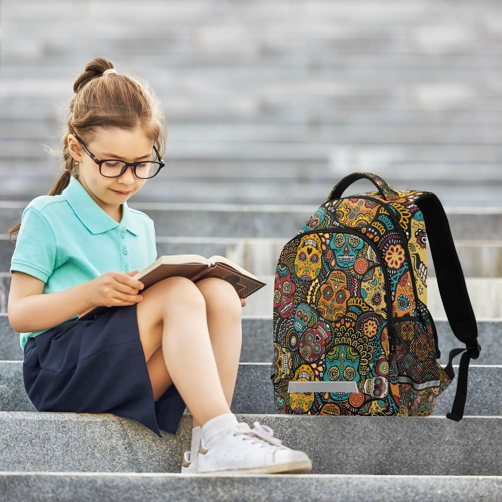 Kinder Schult aschen Schädel Kinder Rucksack in der Grundschule Schult asche für Teenager Junge Mädchen reflektierende Streifen Rucksäcke Bücher tasche Mochila