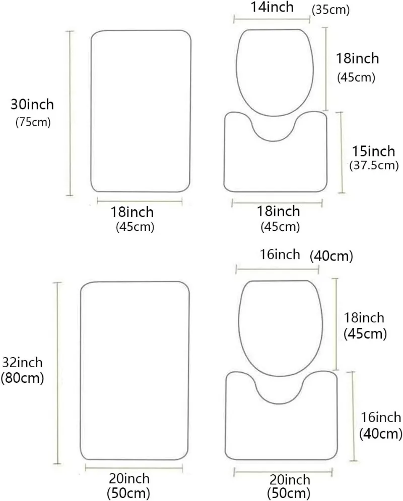 Christmas Decorative Floor Mat, Bathroom Three-piece Absorbent Quick-drying Non-slip Floor Mat Floor and Accessories