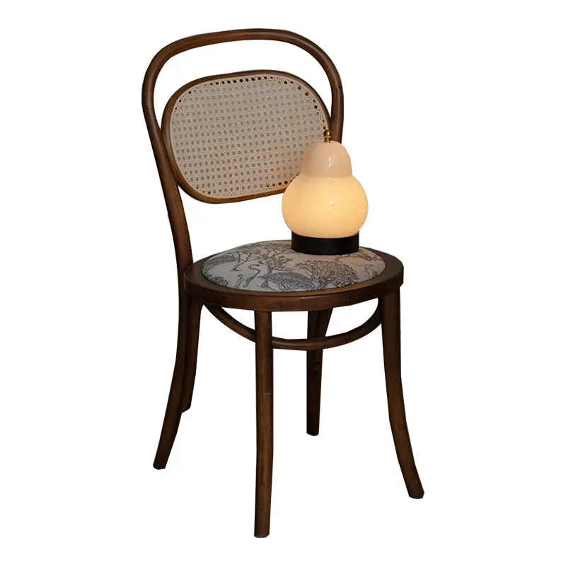 의자 프렌치 솔리드 우드 라탄 다이닝 체어 레트로 모던 레스토랑 의자 중세풍 책상 의자