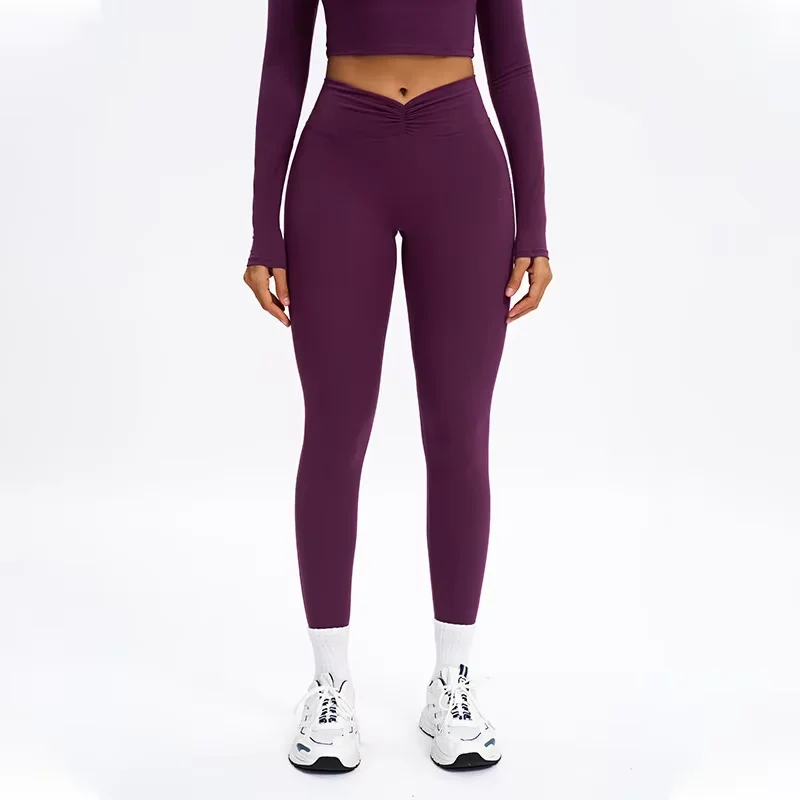 

Women's High-Waist Brushed Tummy Control Yoga Pants Slim Fit Butt Lifting Workout Leggings Solid Nylon/Spandex Ankle for Running