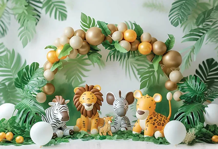 Jungle Forest Backdrops Animal Kids Baby Portrait Safari Woodland 1st Birthday Decor Photography Photo Shoot Backgrounds Props