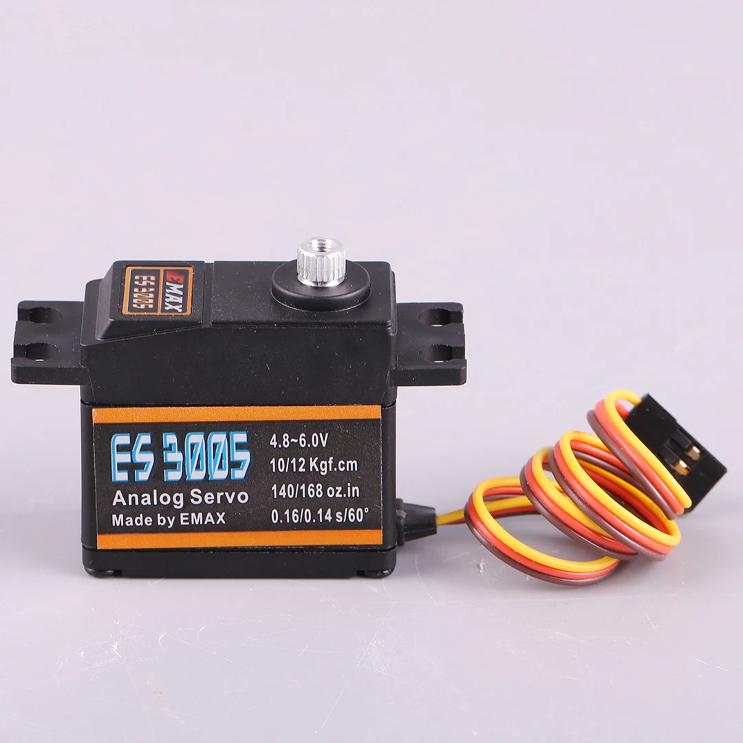 EMAX Servo42g อนาล็อกโลหะ ES3005ของแท้เซอร์โวกันน้ำพร้อมเกียร์สำหรับชิ้นส่วนเครื่องบินเฮลิคอปเตอร์รถบังคับวิทยุเรือ