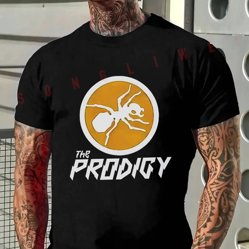 T-shirt de moto The Prodigy Band Ant Print pour hommes, streetwear hip-hop, mode décontractée unisexe, hauts à manches courtes