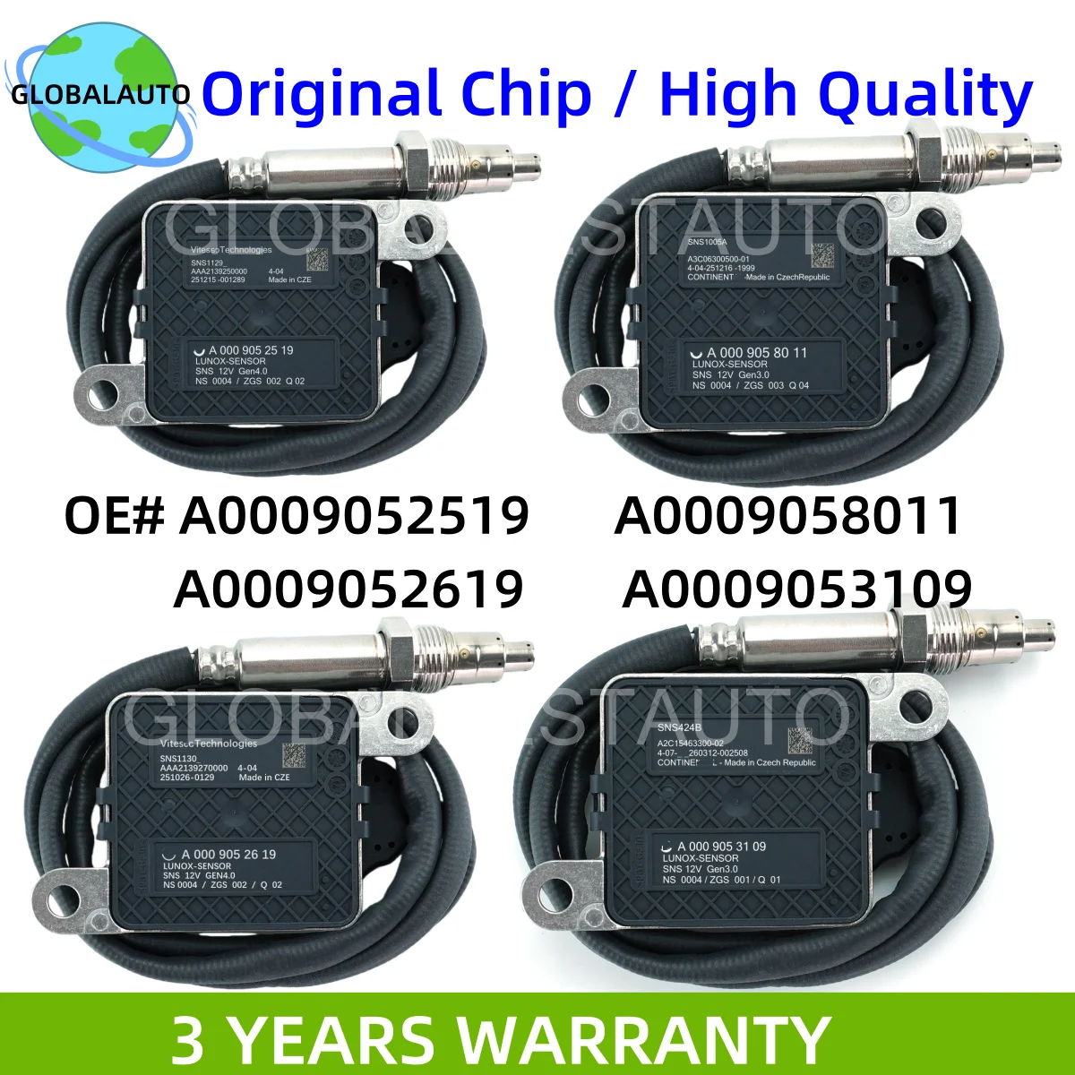 For Mercedes Benz A0009052619 A0009058011 A0009052519 A0009053109 New Nitrogen Oxides Sensor, 4 Models for Choose
