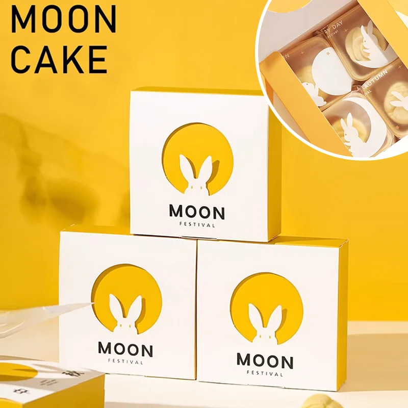 

50 шт. коробка для торта Mooncake, Подарочная коробка для фестиваля средней осени, Подарочная сумка с ручкой, искусственная кожа, фестиваль лунного торта
