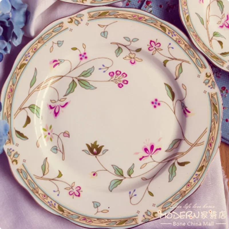 Bone China Tableware Western Plate Steak Plate Golden Edge Original Order Cooking Ceramic Plate kitchen plates sets