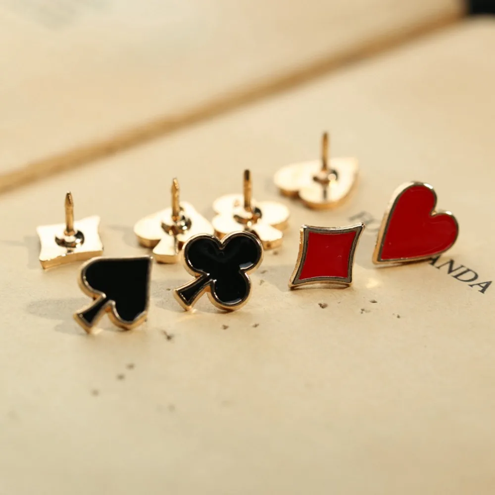 4pcs/set Funny Collar Pin Brooch Poker Card Brooch Shirt Personality Versatile Collar Buckle Jewelry Lapel Coat Accessories Gift
