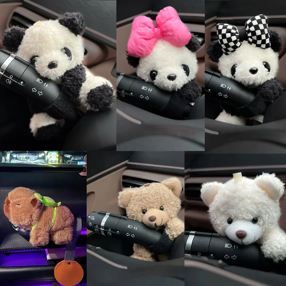 

Cute Car Cute Wiper Ornaments Plush Doll Capybara Panda Cat Turn Signal Switch Ornament Car Interior Decoration Accessories