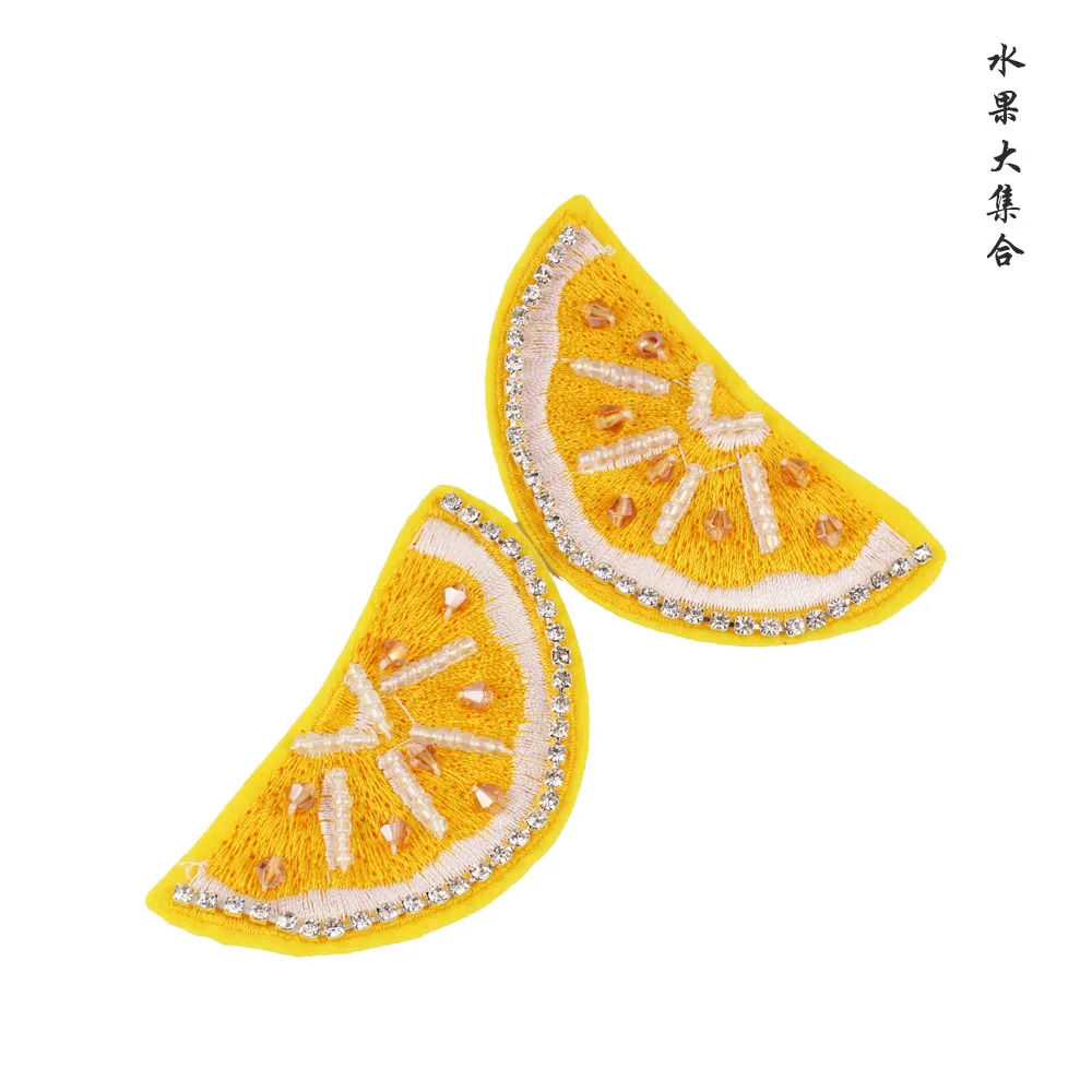 4pcs/set fruits lemon sequins beaded patches for clothing DIY rhinestone Sew on embroidered patch Embroidery applique parche