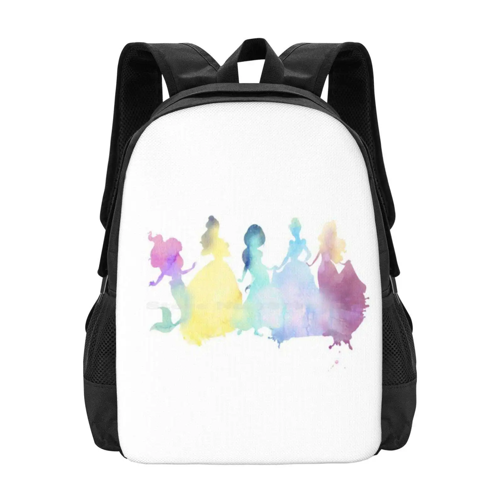 Los colores de las princesas mochilas escolares para niñas adolescentes, bolsas de viaje para portátiles, Belle Arial, Aurora, Jasmine, princesas