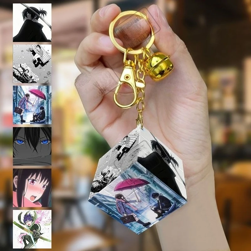 Noragami Yato Hiyori Iki Bishamon 3x3 Rubik's Cube Schlüsselanhänger Hochwertiger Anime-Cartoon-Druck Einfacher Rucksackanhänger für Schüler – Detail 3