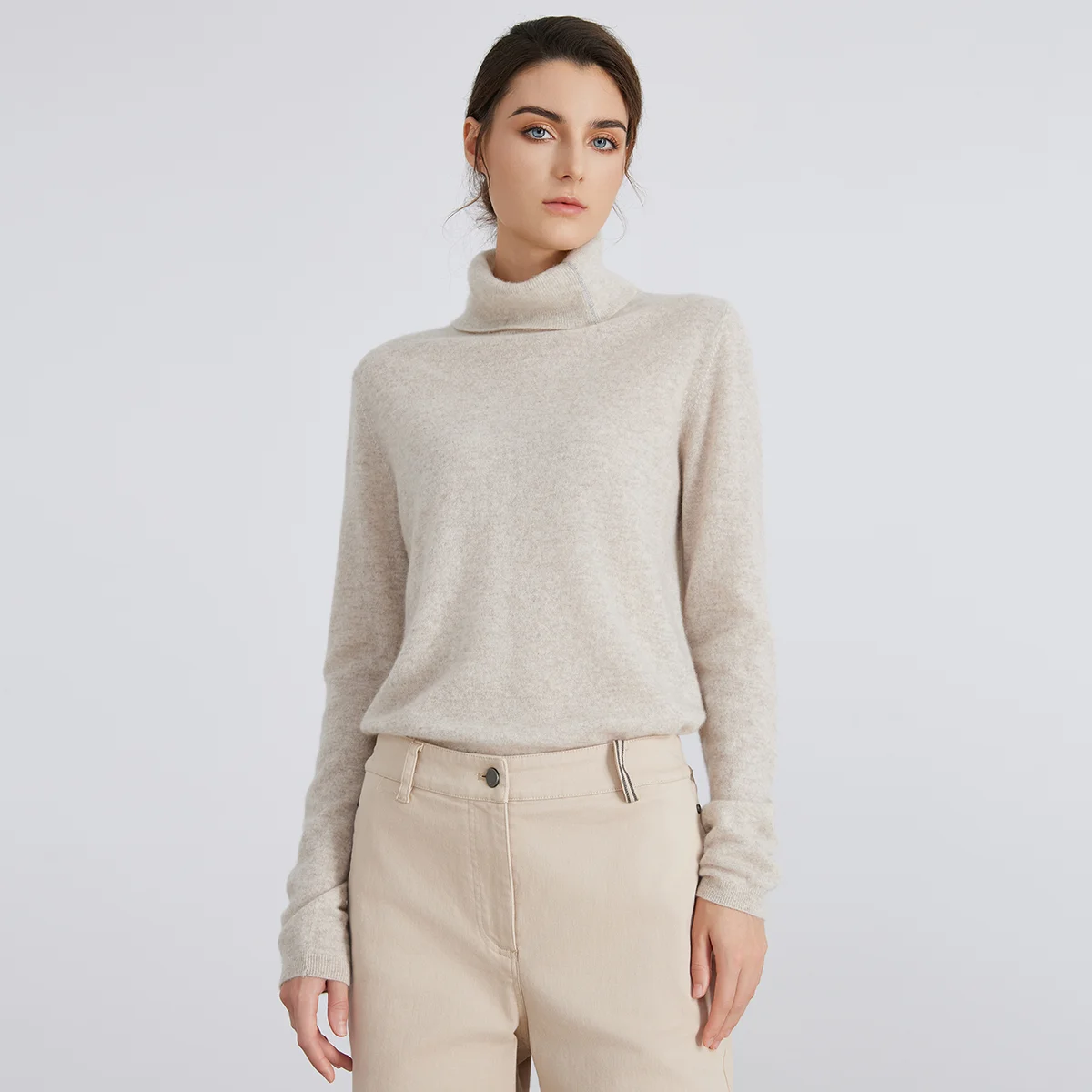 

Pop BC767 Turtle Neck Pullover Sweater 94% Cashmere High Quality Women's Luxury Brand