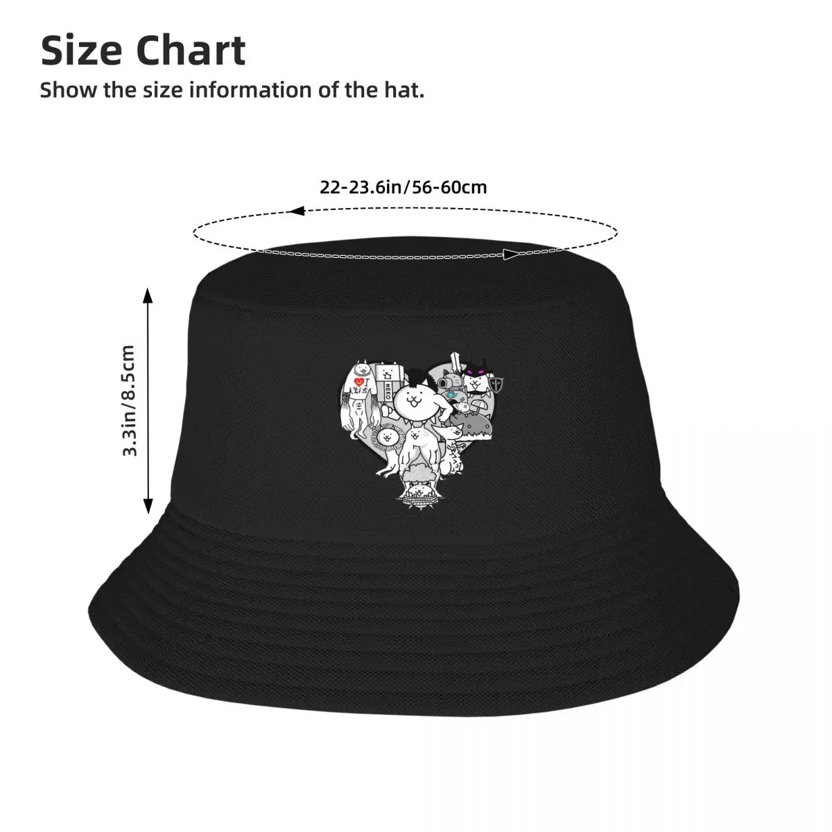 Battle Cats True Form Mural Bucket Hats Panama Hat Children Bob Hats Fashion Fisherman Hats Summer Beach Fishing Unisex Caps