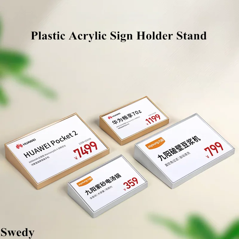 120x80mm Slant Back Plastic Acrylic Sign Holder Display Stand Table Number Name Card Holder Menu Paper Price Label Tags