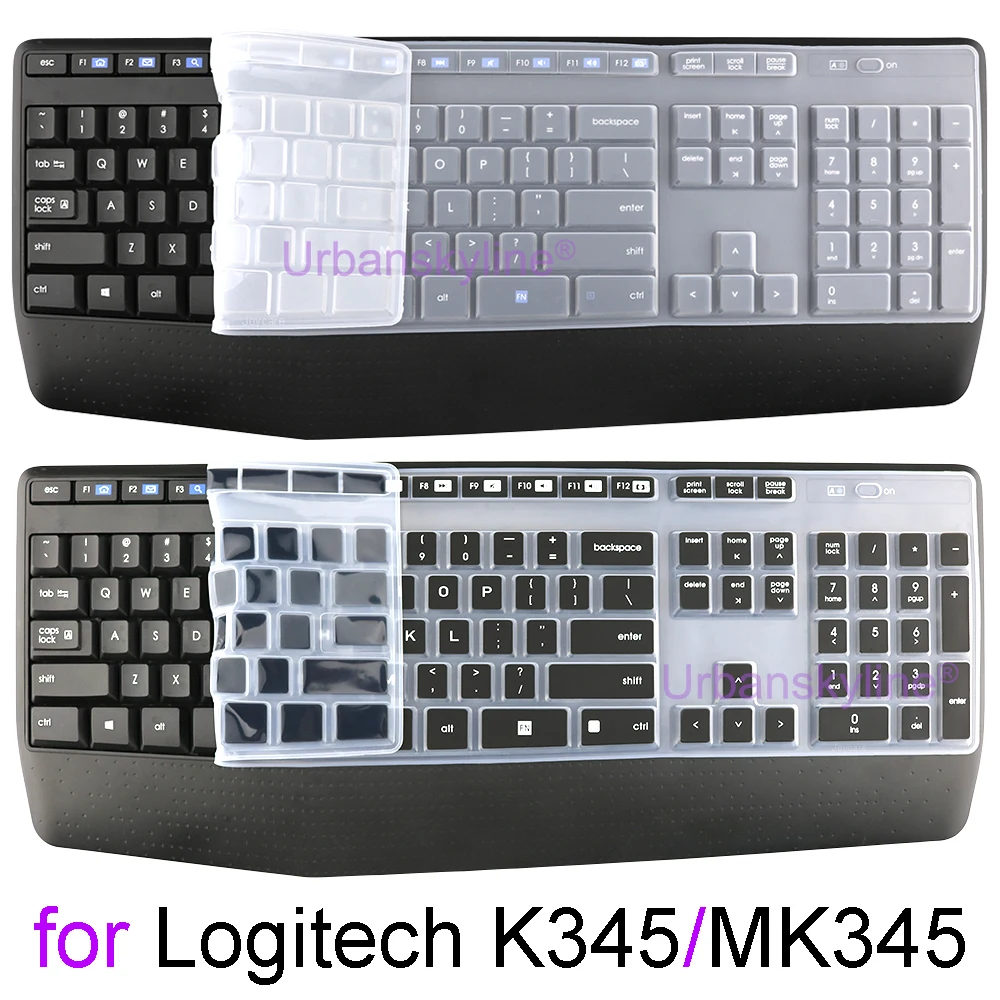 MK345 Keyboard Cover for Logitech K345 MK345 for Logi Silicone Protective Protector Skin Case Black Clear Pink