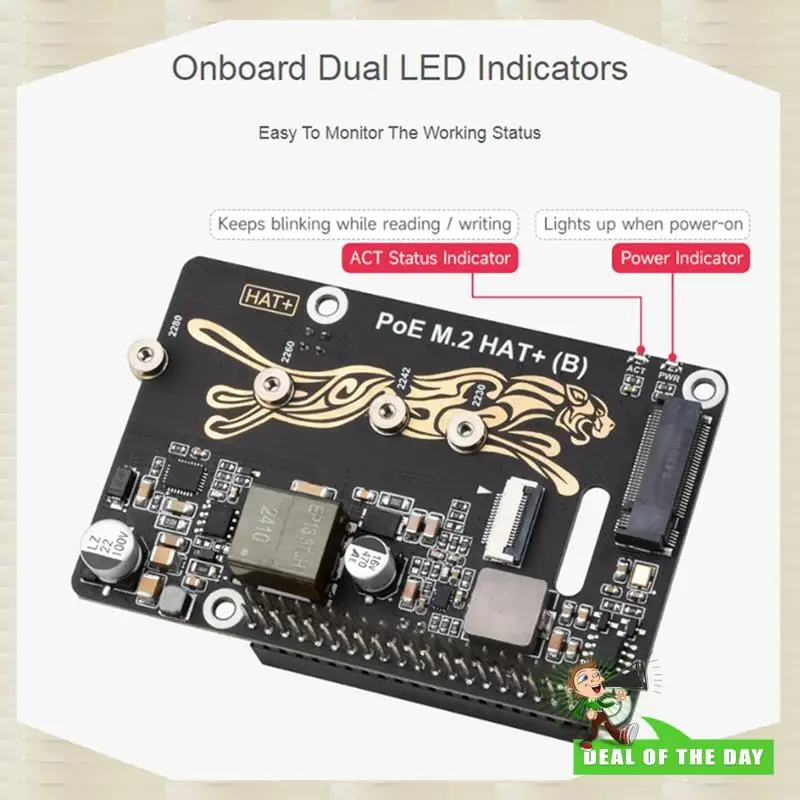 

24-Hour Delivery Raspberry Pi 5 Pcie To M. 2 Expansion Board With Poe HAT(B) Supports Nvme Protocol M. 2 Solid State Drive Readi