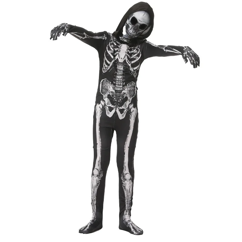 Halloween gruselige Zombie Cosplay Kostüme Skelett Schädel Kostüm Bodysuit Kinder Erwachsenen Karneval Party verkleiden Overalls und Maske