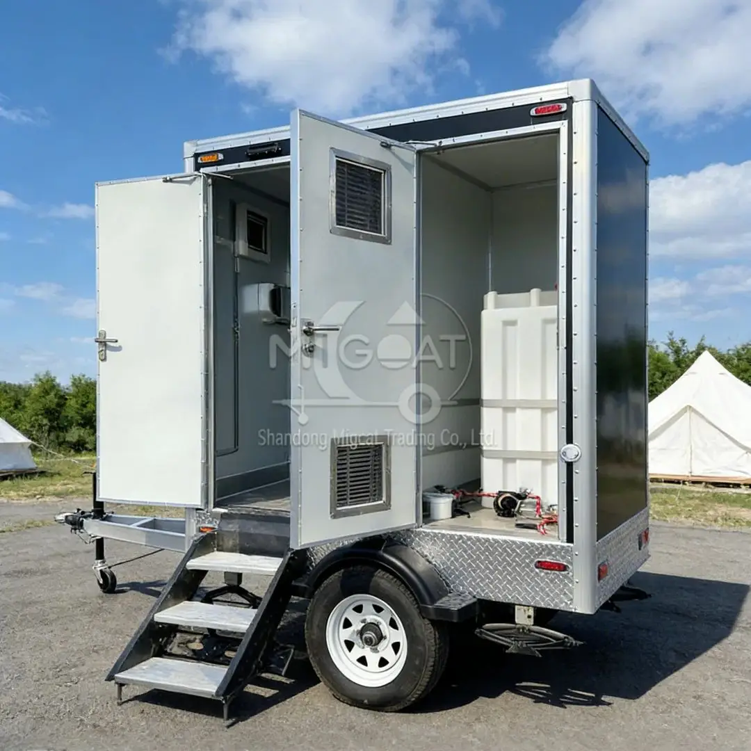 

Portable Trailer Mobile Toilet with Wash Basin, Independent Restroom for Construction and Camping