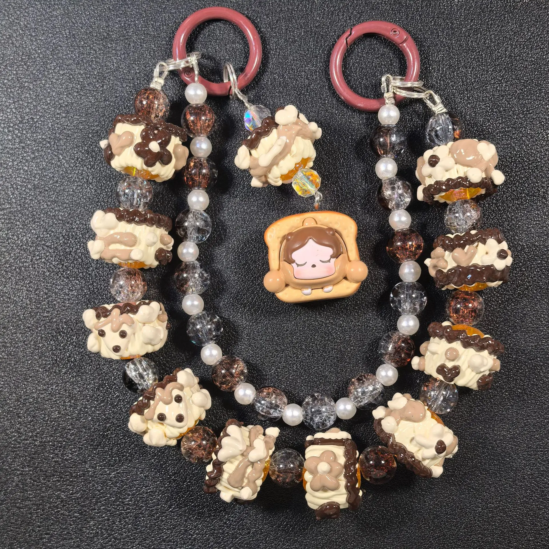 

DIY Creative Cartoon Bubble Matt Hand-painted Beads Pendant Chain for Keys, Bag and Phone Charm