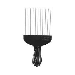 Black Fist Afro Pick Metal Wide Teeth Hair Comb For Volumizing Hair Styling Anti-static Comb Brush Detangling Comb