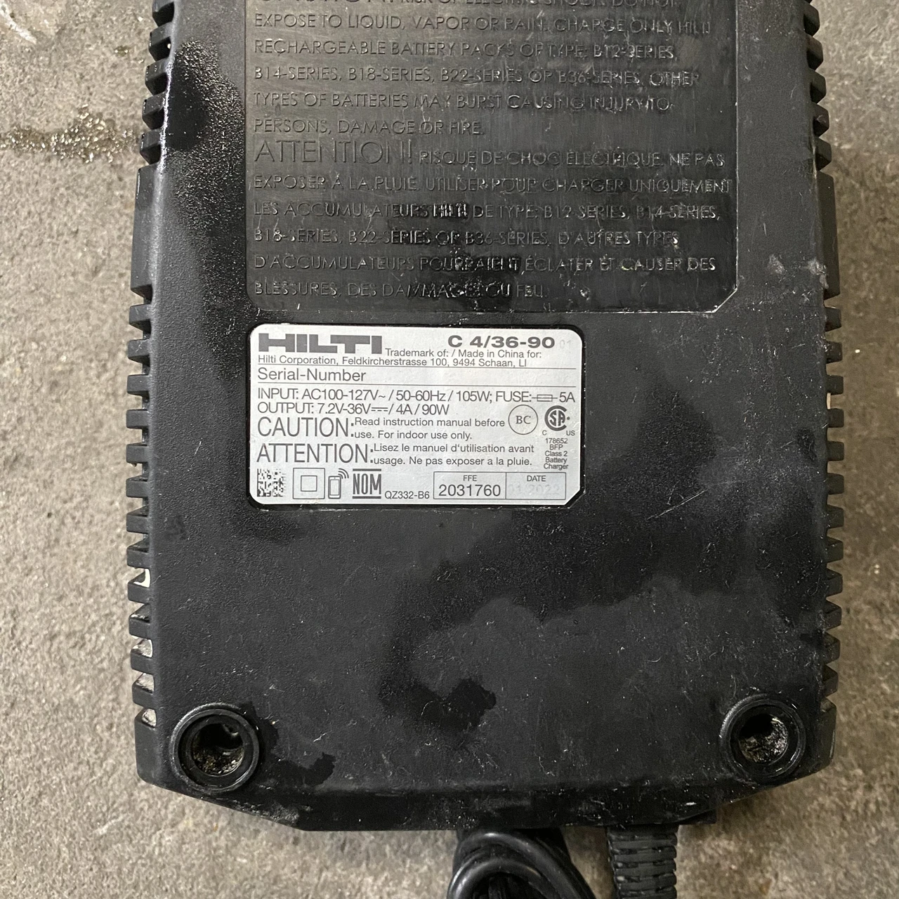 HILTI charger C4/36-90 21.6V 110V second-hand