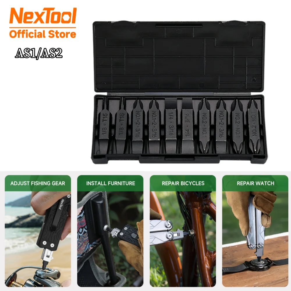 

NexTool 10PCS Bit Kit Set Screwdriver Set Accessory Kit Set for NexTool W4 Pocket Tools E1 Flagship Captain Hand Tool Multi-tool