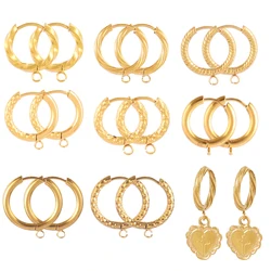 5PCS PVD Plated Earring Hooks With Loop Round Ear Wires Stainless Steel Huggie Hoop Earrings for DIY Dangle Earring Making Base