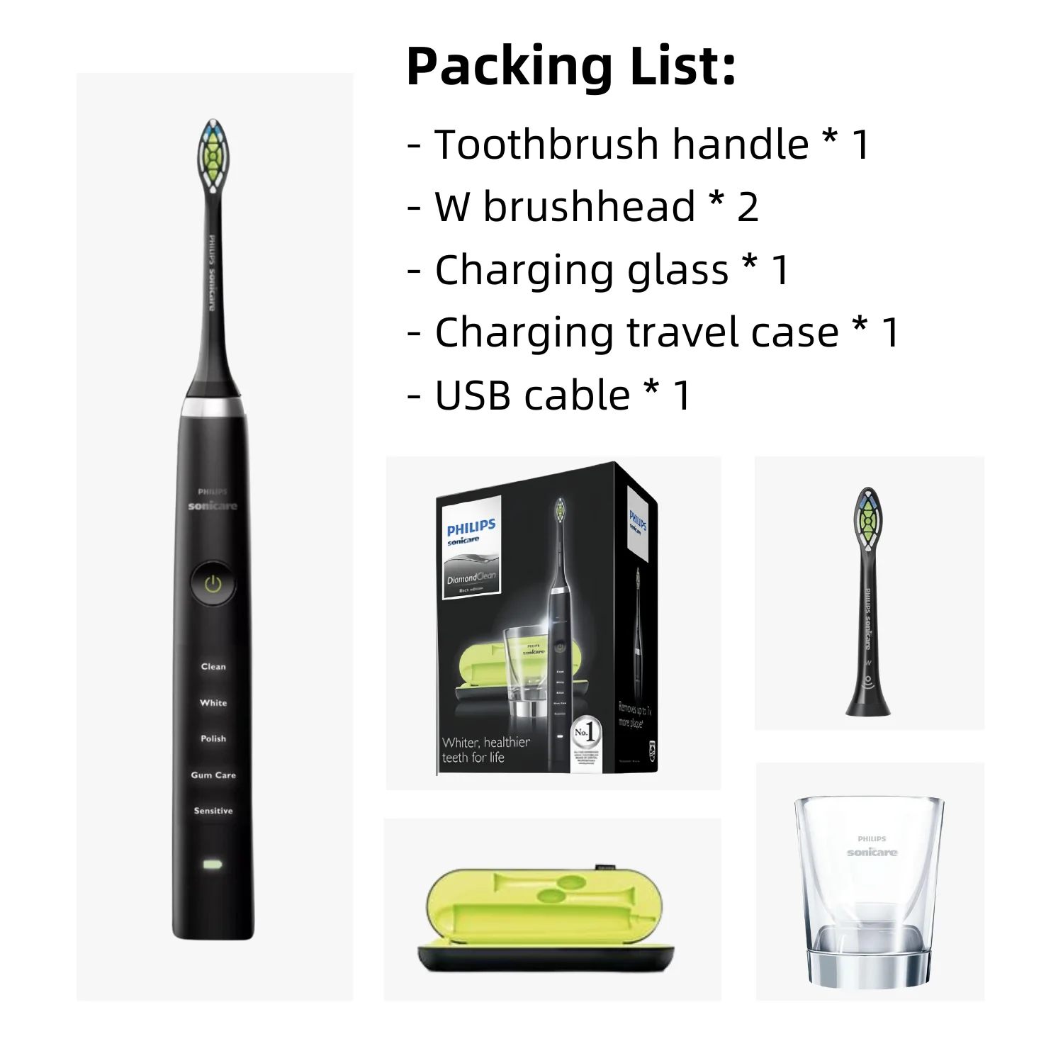 Philips Sonicare DiamondClean Electric Toothbrush Set HX9352, for Oral Clean, Black