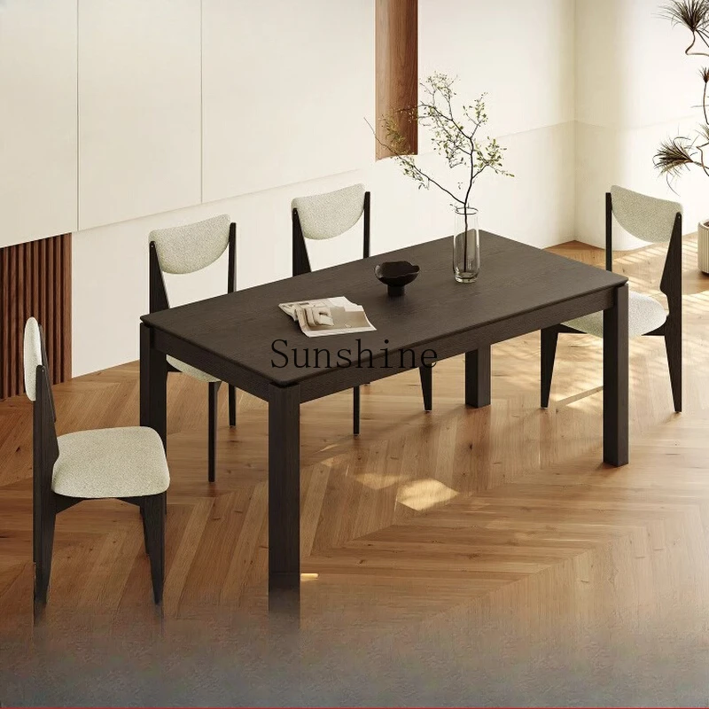 

Medieval solid wood rectangular Italian minimalist high-end small apartment dining table and chair combination