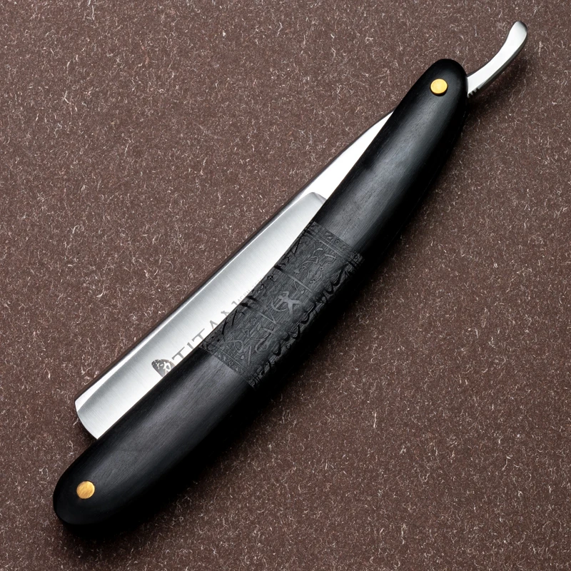 Titan shaving tools wooden handle ,steel blade straight shaving razor for men