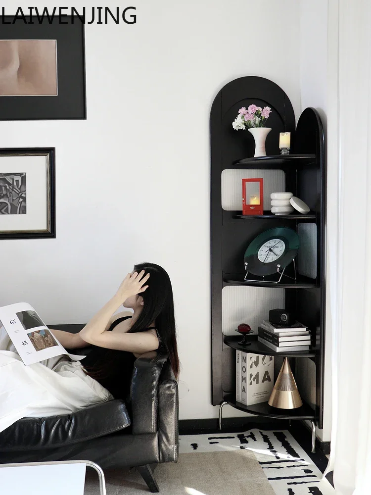 

T9-retro style solid wood corner cabinet, dining side storage, bookshelf corner drop screen