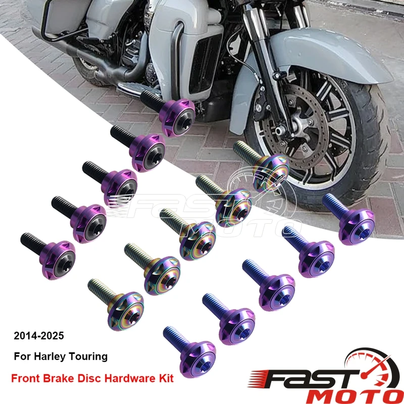 M8 Titanium Bolts Motorcycle Brakes Rotor Screws Bushings Fasteners Springs Mount For Harley FLHTK FLHR FLHRXS FLTRX FLHX FLHXS