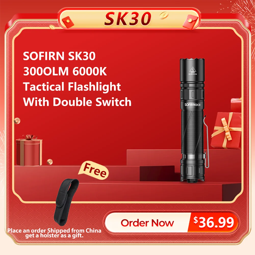 SOFIRN SK30 3000LM Тактический фонарик 6000K SFT70 Светодиодный фонарь 21700 USB C Перезаряжаемый фонарик EDC с двойным переключателем