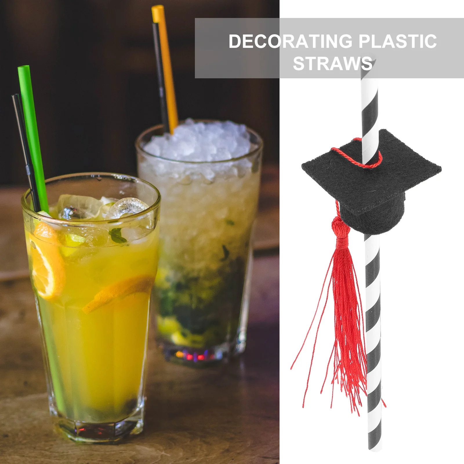 12 قطعة شفاطات للشرب للتخرج لتزيين طاولة الحلوى الطرف طويلة محمولة غير منسوجة يجب أن تحتوي على قصاصات على شكل قلب أحمر