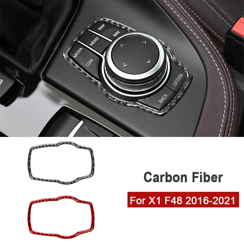 

for BMW F48 X1 2016-2021 Car Multimedia Button Knob Frame Decoration Sticker Decals Carbon Fiber Auto Interior Accessories