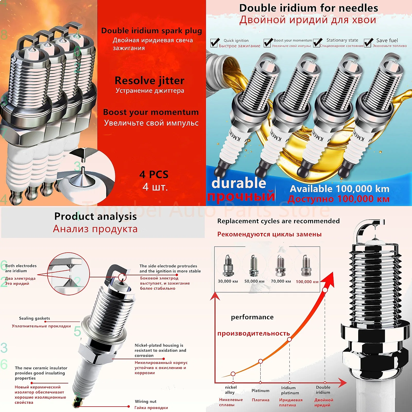 Double Iridium Spark Plug for Saic-GM Baojun 510 530 560 630 RC-6 RM-5 RS-3 RS-7