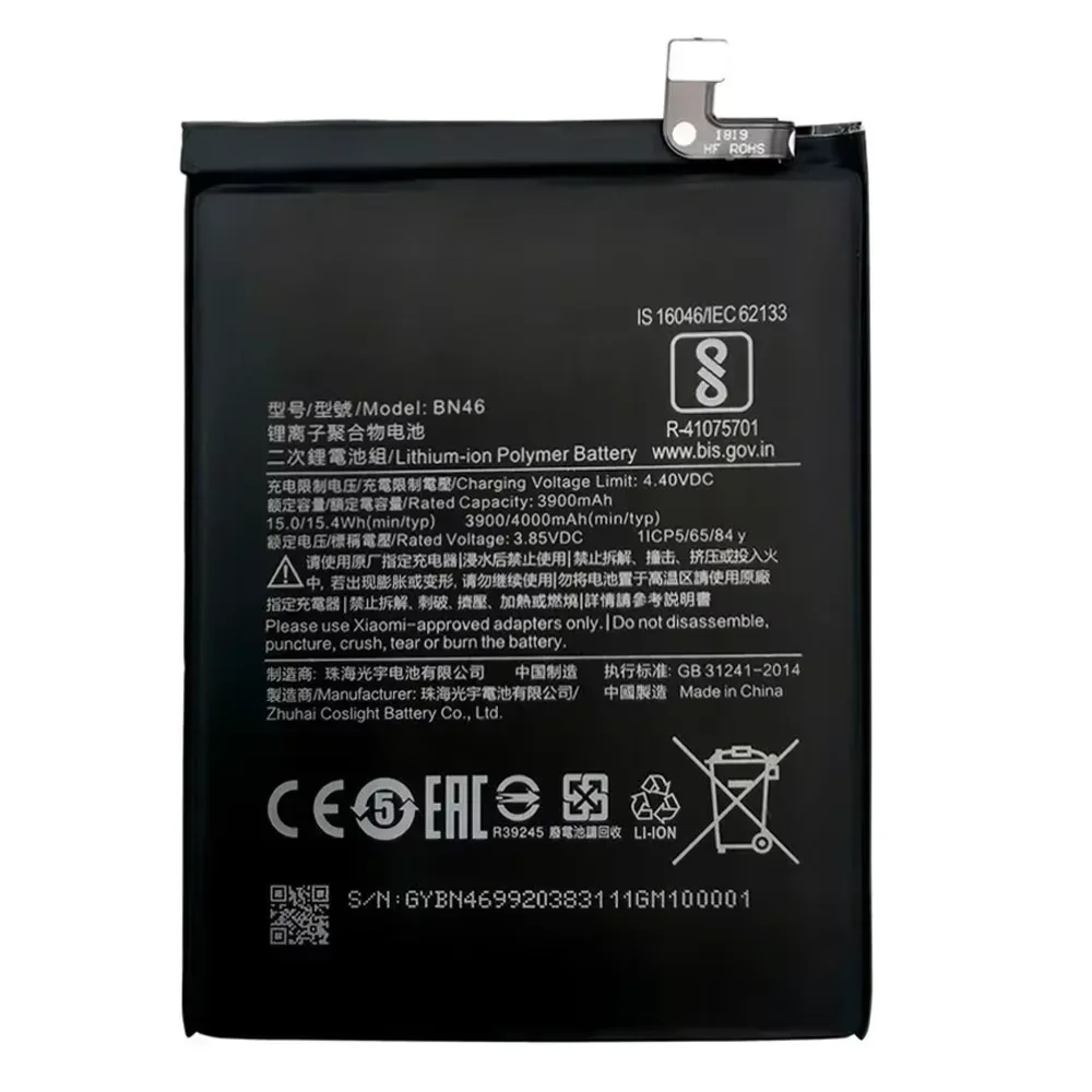 2024 Orginal Phone BN46 4000mAh Battery For Xiaomi Redmi Note 8 8T Note8 Note8T Redmi 7 Redmi7 Replacement Batteries Bateria