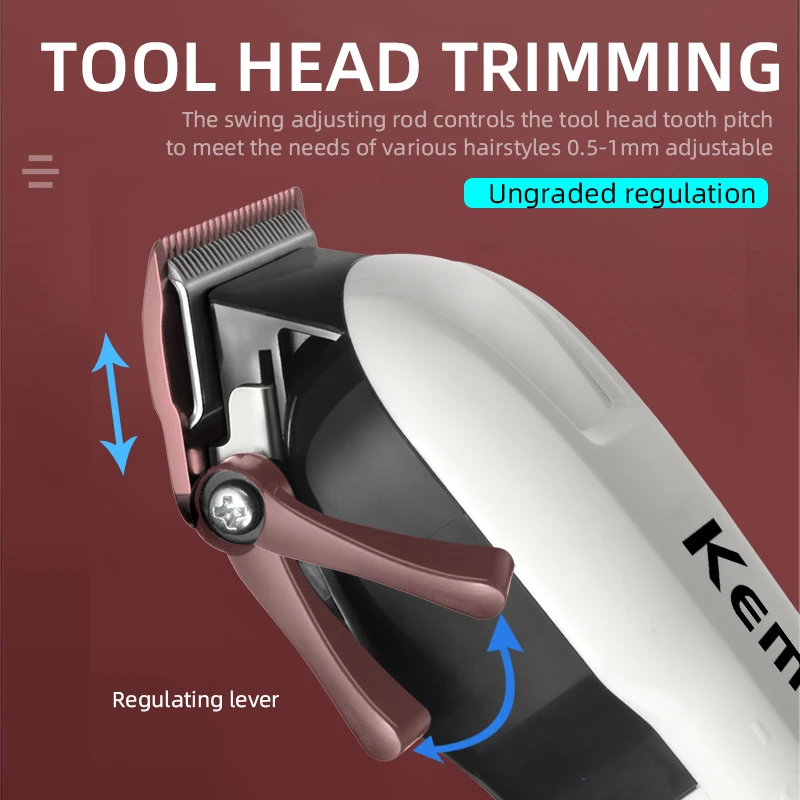 Kemei-Clipper de cabelo elétrico ajustável para homens, Clipper de cabelo profissional, barba poderosa, recarregável, KM-809A