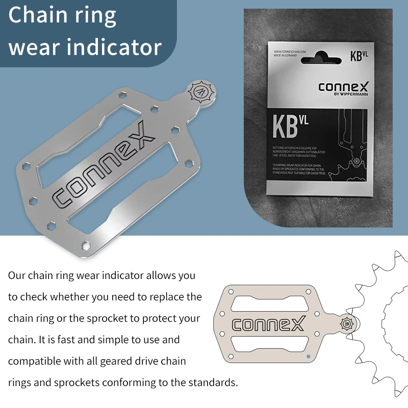 CONNEX BY WIPPERMANN Chain Ring Wear Indicator To Check Whether You Need To Replace The Chain Ring Or The Sprocket