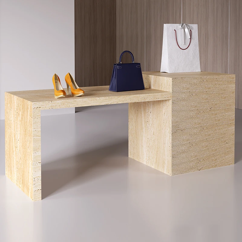 

Commercial Nakajima Taihuitai Clothing Store Travertine Display Table Shoe Store Middle Shelf Exhibition Hall Display Rack