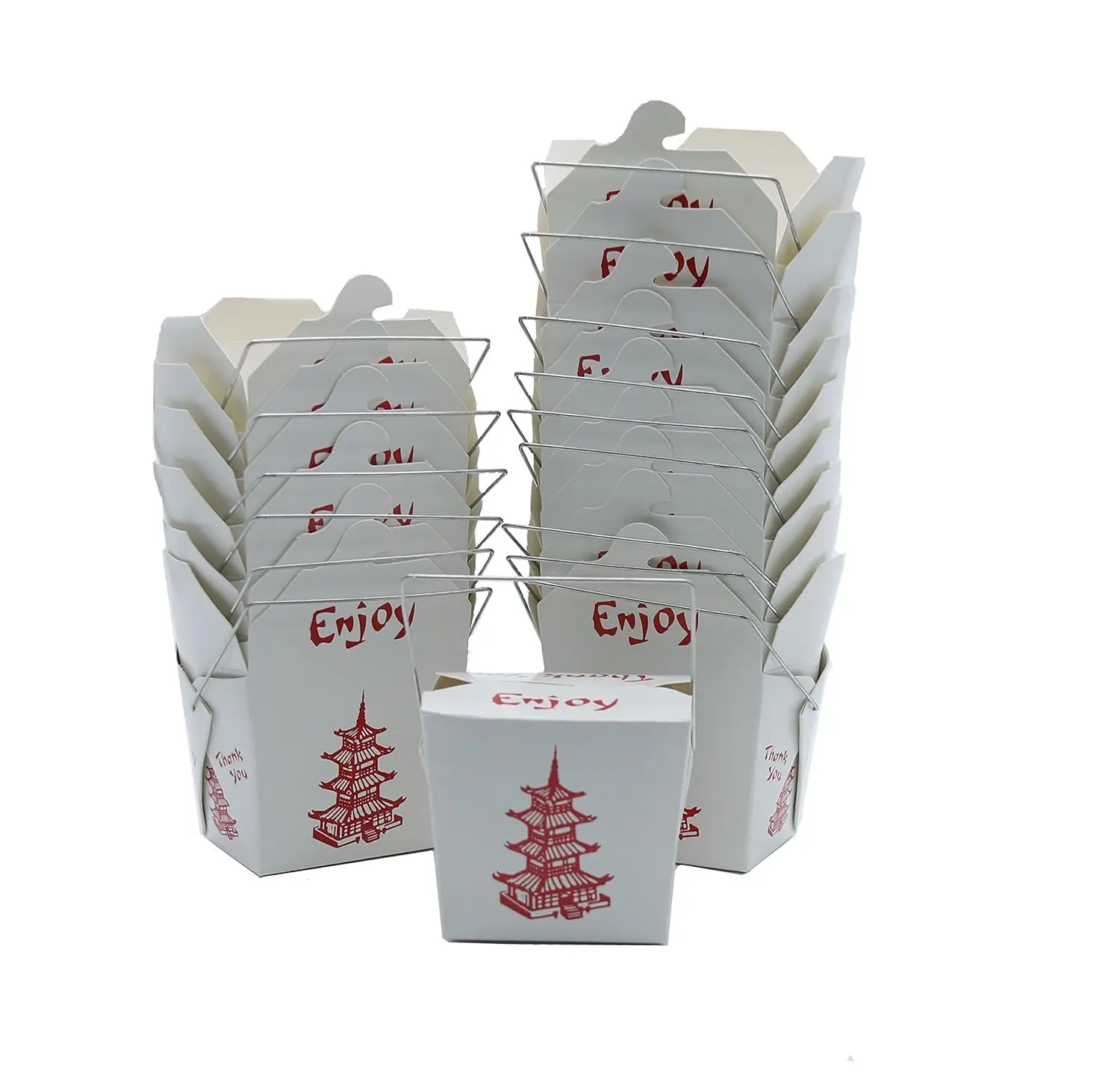Paquete de 50 Cajas Chinas para Comida para Llevar de 8oz, Contenedores Desechables para Fideos con Cierre Plegable Antiderrames para Restaurantes de Comida para Llevar