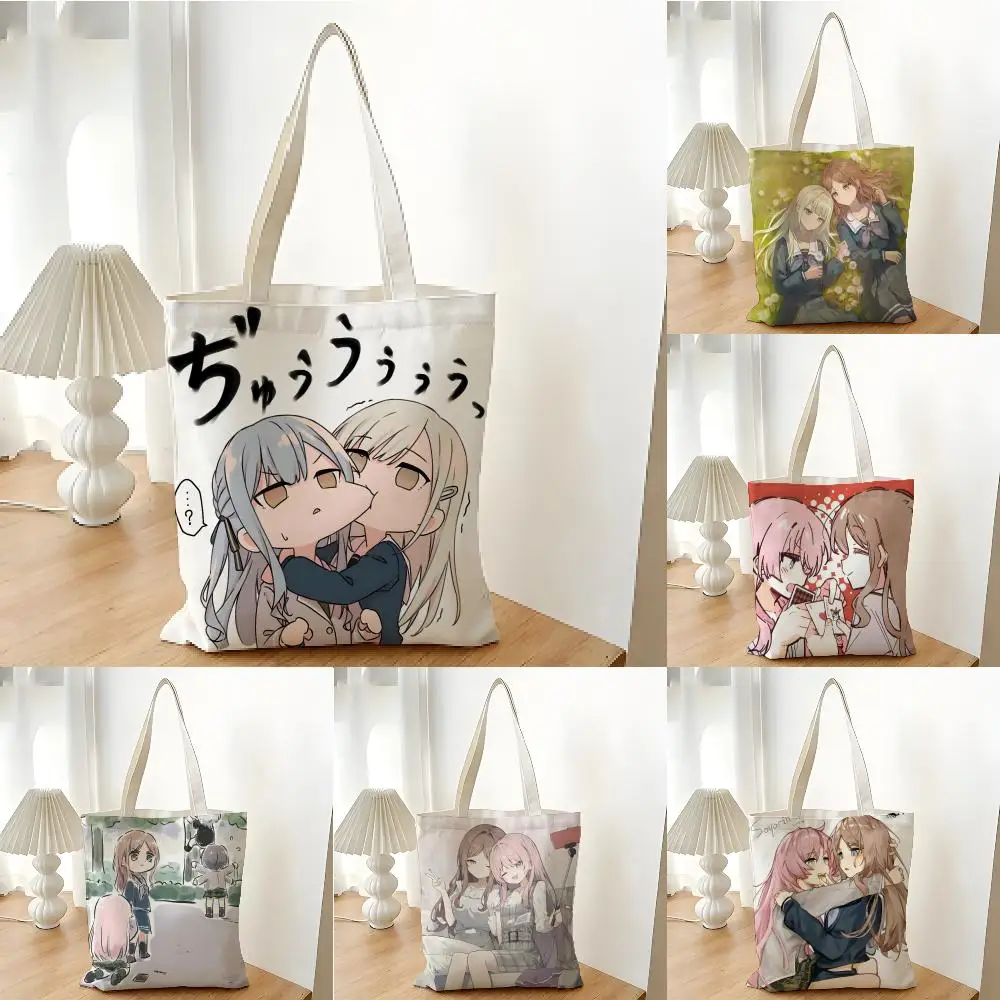 Storage Bags Shopping Bag Canvas Supermarket Shopping Bag Christmas Party Tote Bag Anime Cartoon It's MyGO Band Cute