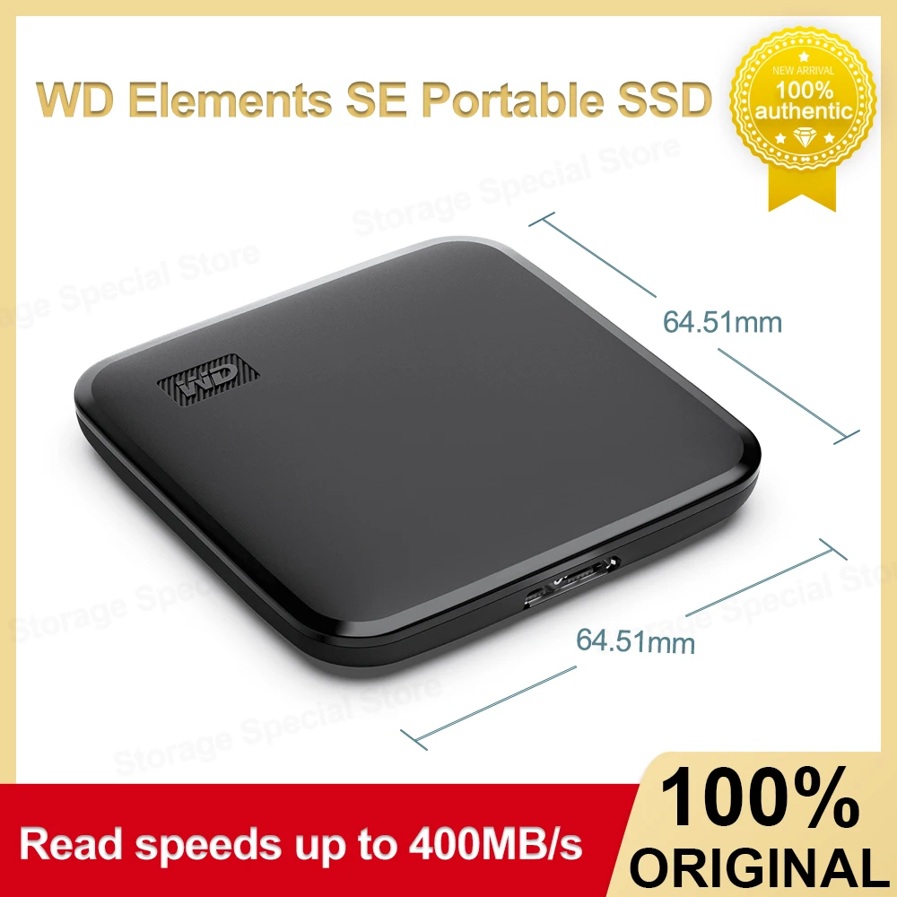 WD Elements SE Портативный твердотельный накопитель 1 ТБ 2 ТБ USB 3.0 Жесткий диск Оригинальный внешний мини-накопитель для ПК, ноутбука, настольного компьютера