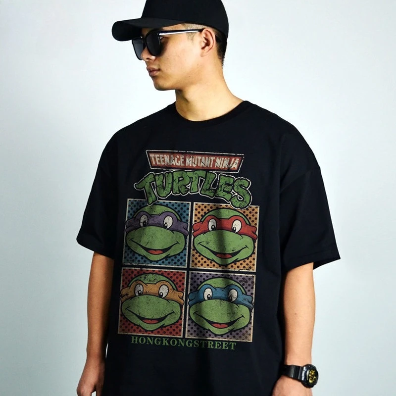 2026 Teenage Mutant Ninja Turtles Anime T-shirt Cotton Short Sleeve Children's Cartoon Pattern Parent Child Street Wear Top