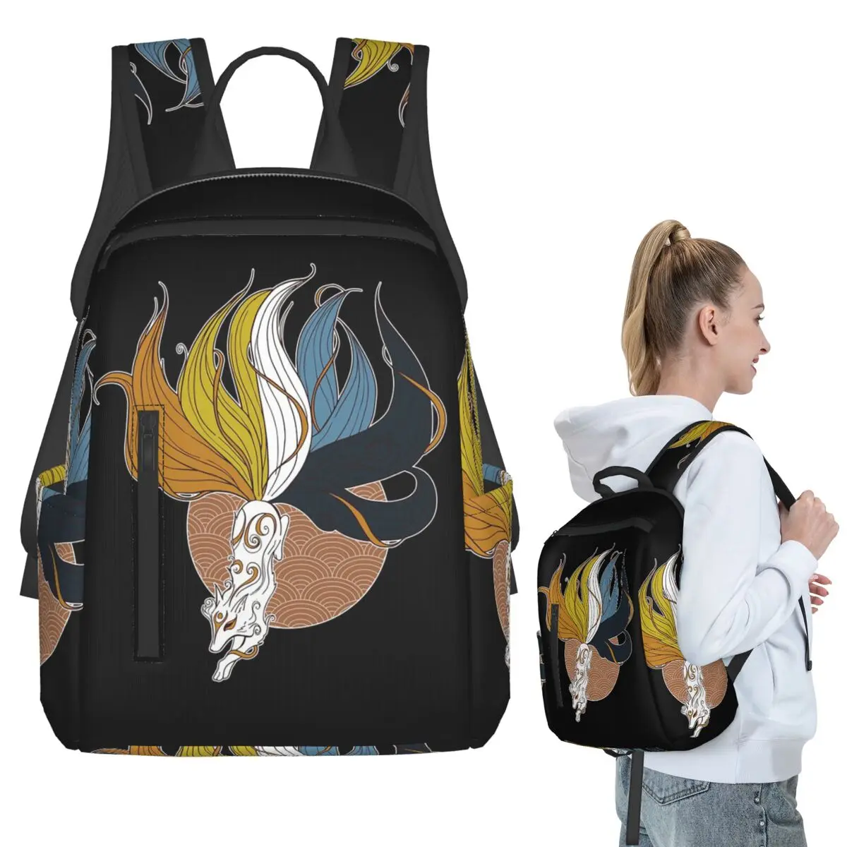 

Aroace Pride Kitsune Backpack Student BookBag Kids School Bag Laptop Shoulder Bags Boys Girls